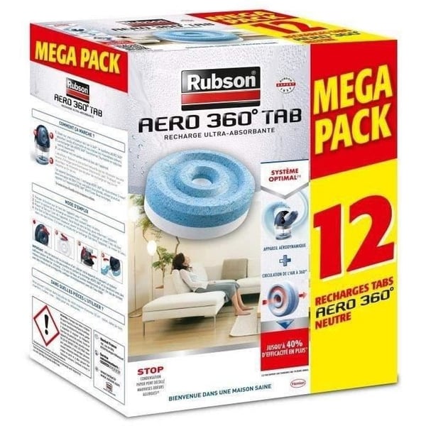 Aero 360 Neutral Refill för RUBSON Fuktabsorberare - Förpackning med 12 refills