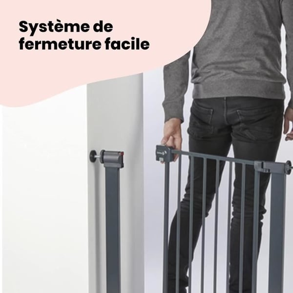 Barngrind i metall med lätt stängning - SAFETY 1ST - Justerbar från 73 till 80 cm - Antracit - Metall
