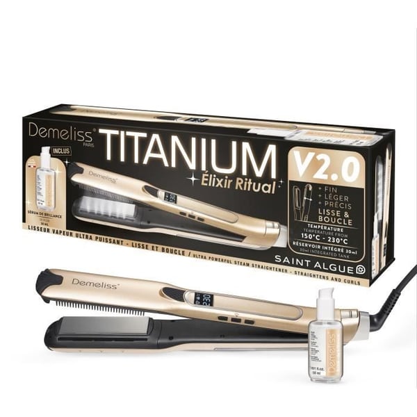 TITANIUM V2 ELIXIR RITUAL DEMELISS dampglattejernssæt - 5 temperaturniveauer - 30 ml tank - Op til 230°C