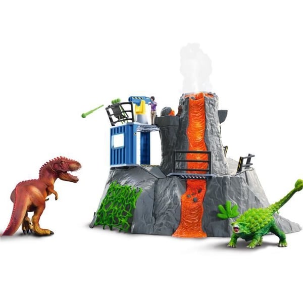 Expedition till den stora vulkanen. 1 forskarfigur och 2 dinosaurieleksaker. För barn från 5 år. Schleich 42564 DINOSAURIER
