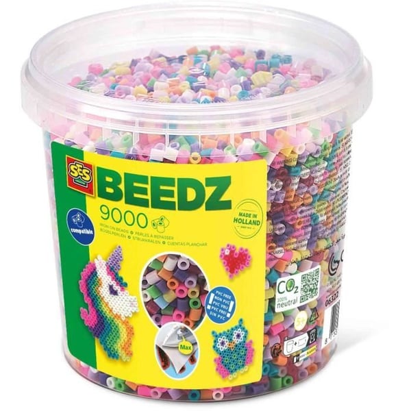 Strygeperlemix - 9000 trendy æsker - SES CREATIVE - 9000 farvestrålende perler.