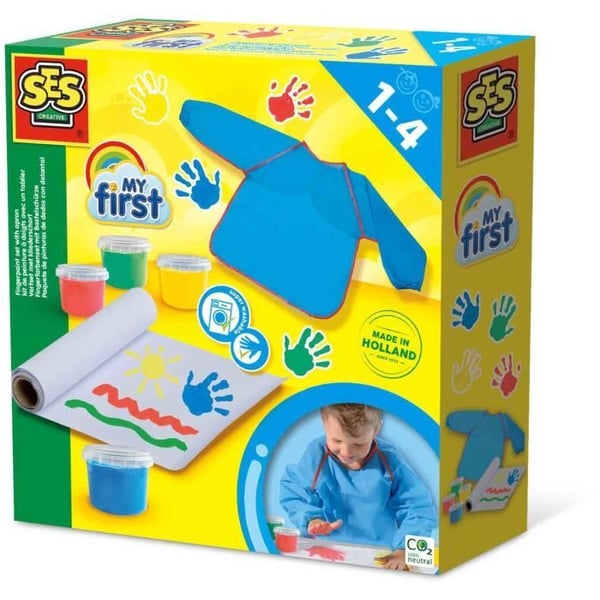 Mit første - Mit første fingermalingssæt med forklæde - SES CREATIVE
