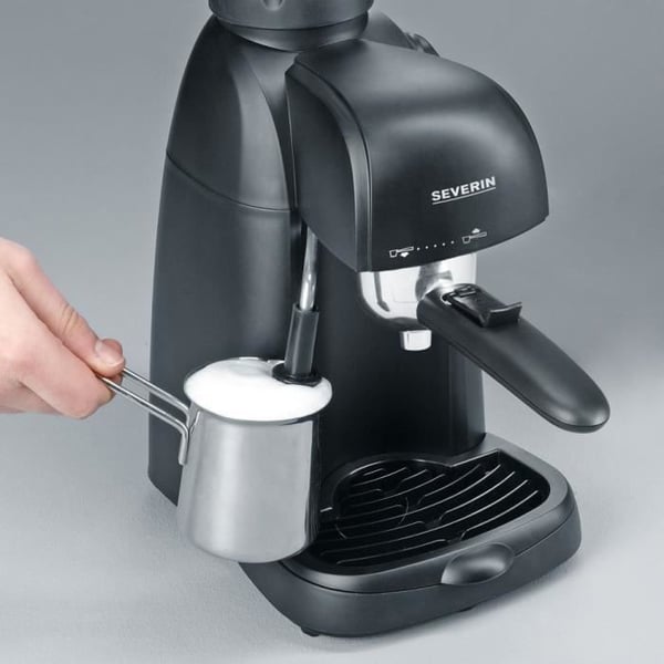 SEVERIN KA5978 Espressomaskine, Damp til mælkeskum, Lille Espressomaskine, 4-koppers kaffemaskine, 3,5 bar pumpe, Sort