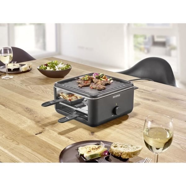 SEVERIN Raclettemaskin - RG2360 - Upp till 4 personer - Kompakt storlek 24x24cm - 800W