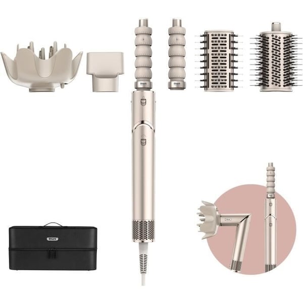 2-i-1 hårtørrer og styler - SHARK FLEXSTYLE - HD446SLEU - 5 tilbehør - Champagnefarvet - 1400 W - Udgave 2024