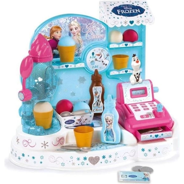 Smoby - Frost - Issælger - Kasseapparat til Børn - 22 Tilbehør + 1 Olaf Figur