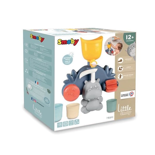Smoby Little Smoby Hippo badelegetøj - rutsjebane og hjul til 18 måneder gamle babyer - blå og grøn Smoby Little Smoby Hippo badelegetøj - rutsjebane og hjul til 18 måneder gamle babyer - blå og grøn