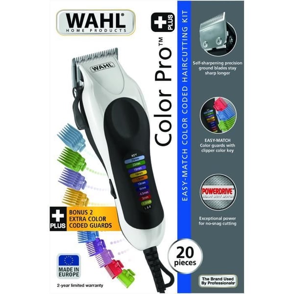 Hiustenleikkuri - WAHL - Color Pro Plus - Tarkkuusterät - Värikoodatut ohjauskammat