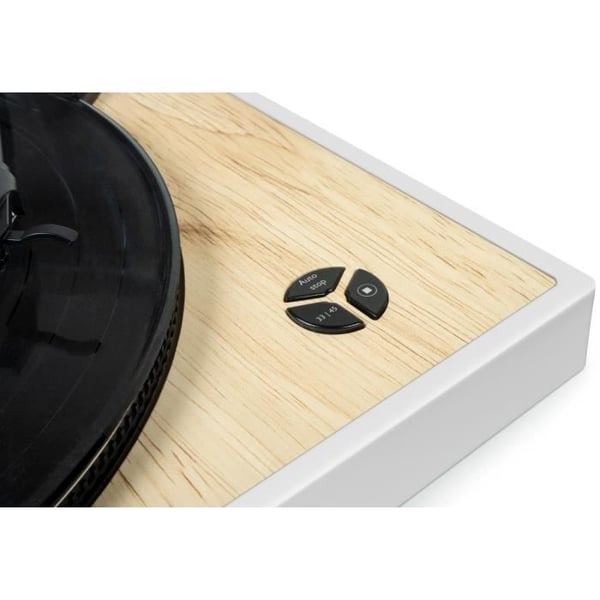 THOMSON TT301 pladespiller - Træ- og hvidt design - Audio-Technica AT3600L top - 33 og 45 o/min.