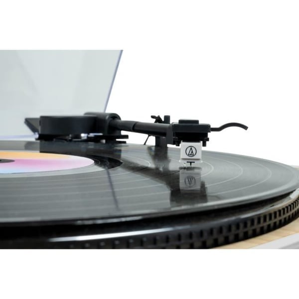 THOMSON TT301 pladespiller - Træ- og hvidt design - Audio-Technica AT3600L top - 33 og 45 o/min.