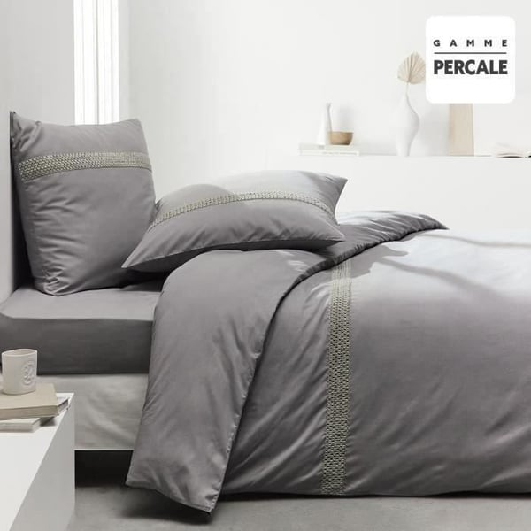 TODAY Prestige bäddset - 240 x 260 cm - 2 personer - 100 % percale-makramé - Stål TODAY Prestige bäddset - 240 x 260 cm - 2 personer - 100 % percale-makramé - Stål