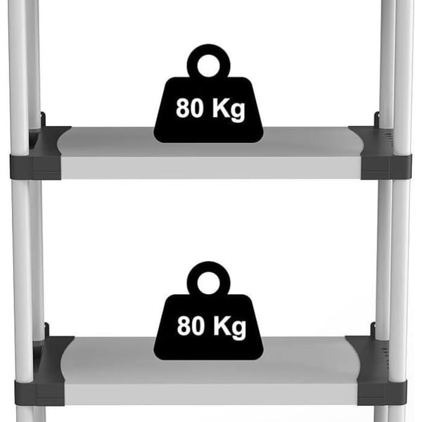 Plastikhylde - TOOD - 4 hylder - Belastning 80 kg pr. hylde - 80x40x168 cm - Sort/grå