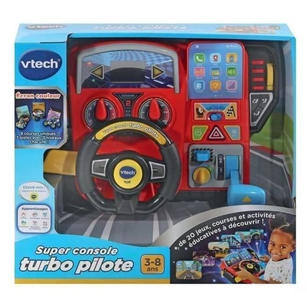 Körsimulator för barn - VTECH Super Console Turbo Pilot - Färgskärm och 20 spel ingår