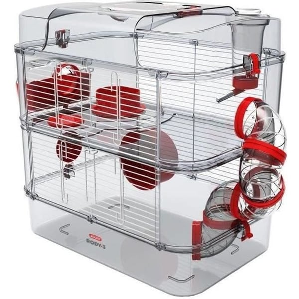 ZOLUX 2-etagers bur til hamstere, mus og gerbiler - Rody3 duo - L 41 x D 27 x H 40,5 cm - Grenadine