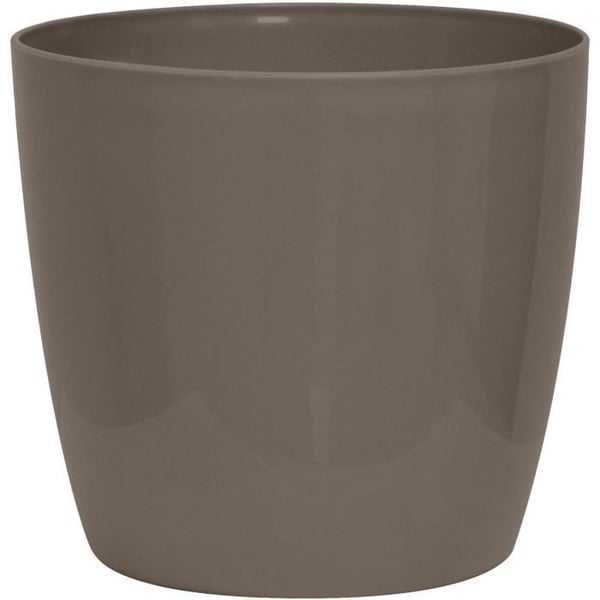 Skinnende plantekasse - GARDEN ID - Skinnende taupe med hjul - 30 x 27 cm - Keramisk look - Vandtæt - Nem at flytte