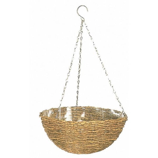 Ripustettava kori - GARDEN ID Rustic - 35 cm - muovikuori (sisä-/ulkokäyttöön) - maalaismainen rottinkityyli - helppo ripustaa.