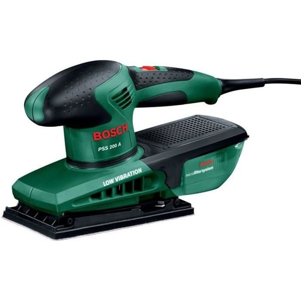 Bosch PSS 200 A -epäkeskohiomakone (toimitetaan muovikotelossa, mukana yksi P120-hiomapaperi)