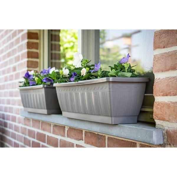 Plantekasse - GARDEN ID Terraflor - Antracit 60cm - Soliditet - Vandreserve - Genanvendt & 100% genanvendelig - Volumen til planter.