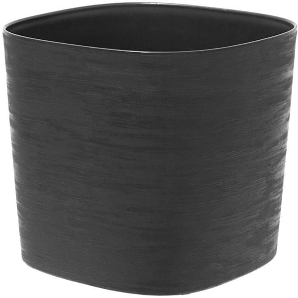 Kruka med vattenreserv - GARDEN ID Respect - Svart-Ant 20 x 20 cm - 100 % hushållsavfall - 100 % återvinningsbar - Strukturerad yta.