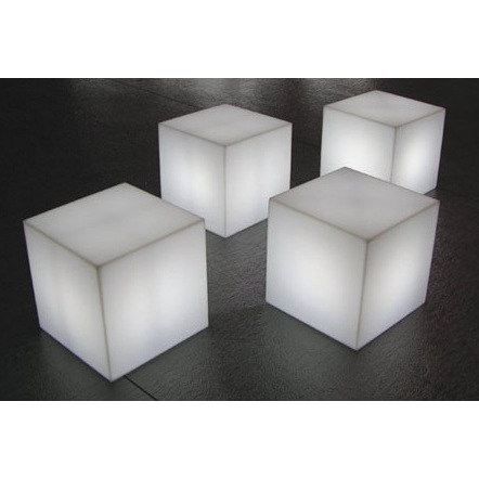 LED-ulkokäyttöön tarkoitettu langallinen valokuutio jakkaralle - LUMISKY - Carry W40 - Valkoinen - 10W - Korkeus 40cm