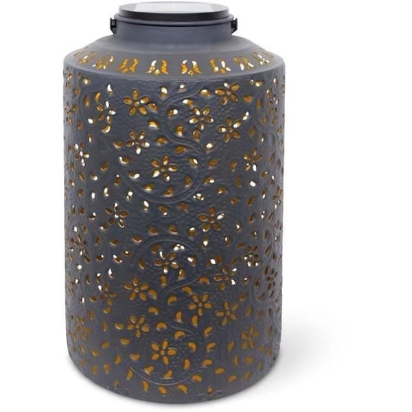 Solcellslykta - GARDEN ID Dubai - 25 x 41 cm - 6-8 timmars batteritid - Strömbrytare - Robust handtag - Uppladdningsbart batteri.