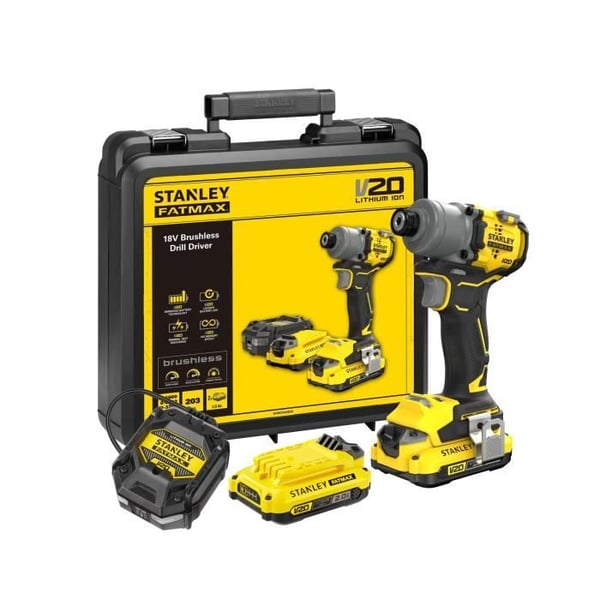 Slagskruvdragare - STANLEY - SFMCF830D2K-QW - 203 Nm - 18V - 2 x 2 Ah batterier