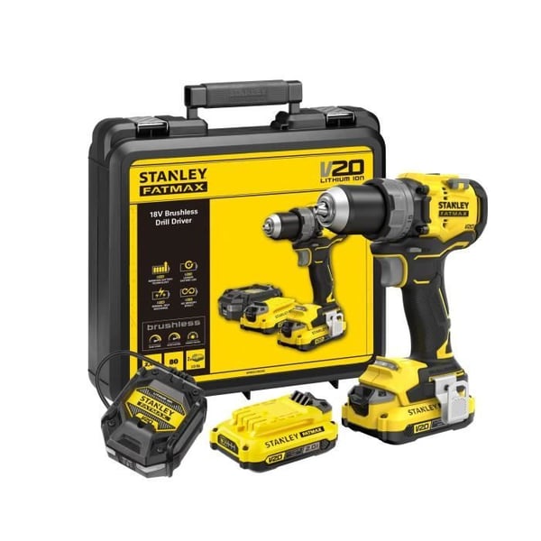 Boremaskine - STANLEY FATMAX - SFMCD725D2K-QW - 80 Nm - 18V - 15 momentindstillinger