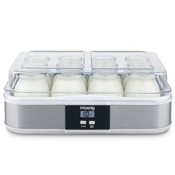 HKoeNIG Yoghurtmaskin - ELY120 - Kapacitet 12 160 ml kannor - Programmerbar upp till 15 timmar - 15W HKoeNIG Yoghurtmaskin - ELY120 - Kapacitet 12 160 ml kannor - Programmerbar upp till 15 timmar - 15W