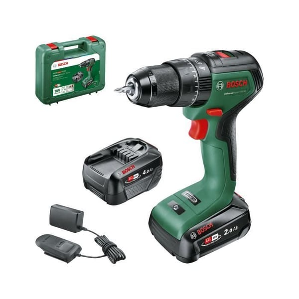 Bosch UniversalImpact 18V60 Harjaton Porakone/Ruuvinväännin (+2 x 2,0 Ah akkua) + AL 18V-20 Laturi - 06039D7102