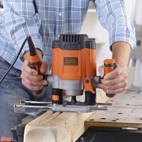 BLACK+DECKER 1200W ledningsbaseret router (leveres med 7 tilbehør) - KW1200E-QS