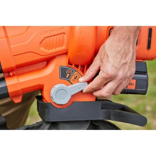 BLACK+DECKER 36V Puhallin-Imuri-Mulkkija - Akulla ja Laturilla - 45L Pyöröpussi
