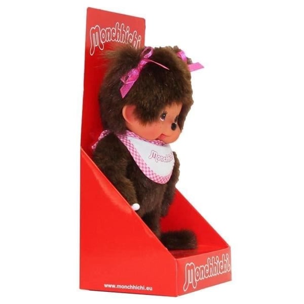 Monchhichi Plys Pige Hagesmæk Pink og Hvid 20 cm - 25555