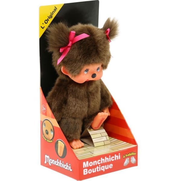 Apa Plysch - BANDAI - Den ursprungliga flickplyschen - Monchhichi - 20 cm