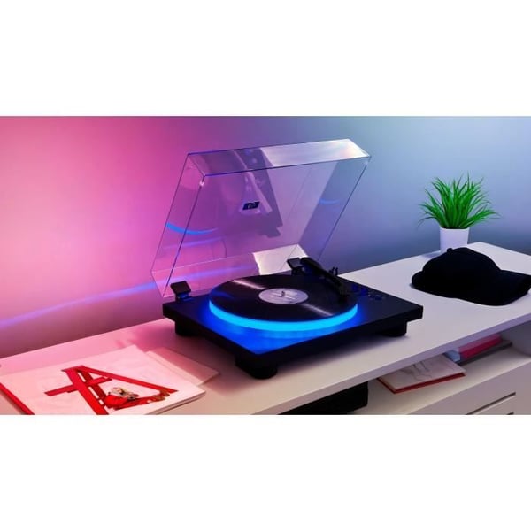 BIGBEN INTERACTIVE PARTYBTTDLIGHT Skivspelare - Ljusande skivspelare - Remdrift - Bluetooth - Ljuseffekter