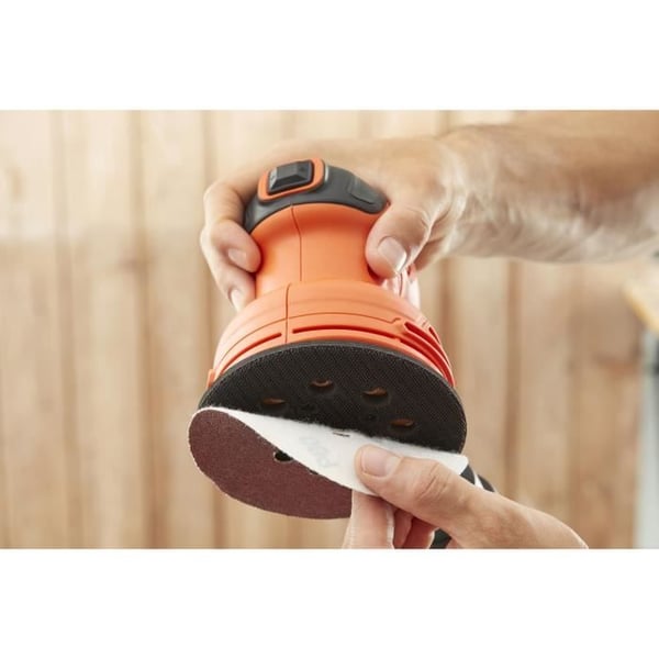 BLACK+DECKER 230W 125mm el-excentersliber (Leveres med 1 støvopsamlingspose + 1 slibemiddel) - BEW210-QS