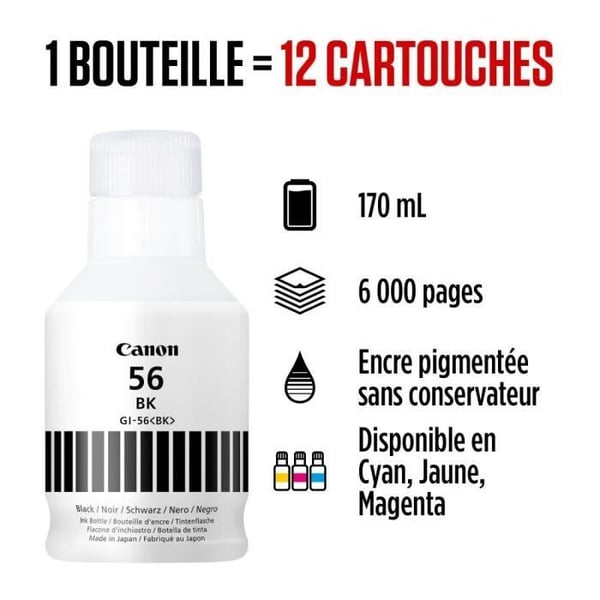 Mustepullo - CANON - GI-56BK - musta - MAXIFY GX -yhteensopiva - (4412C001)