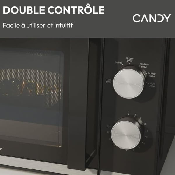 Candy Moderna CMW20TNMB 700W 20L Sort Mikrobølgeovn - Optøningsfunktion - Glas Drejetallerken - 6 Effektniveauer