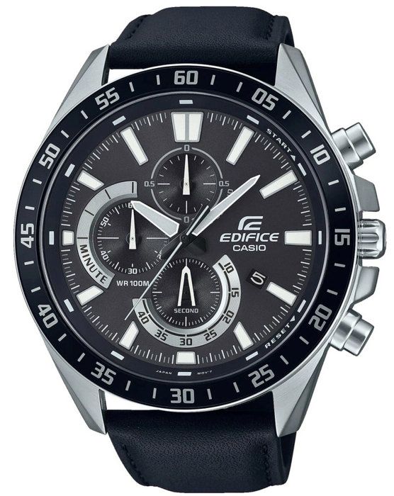 CASIO - Äkta Läderklocka - EDIFICE - Svart