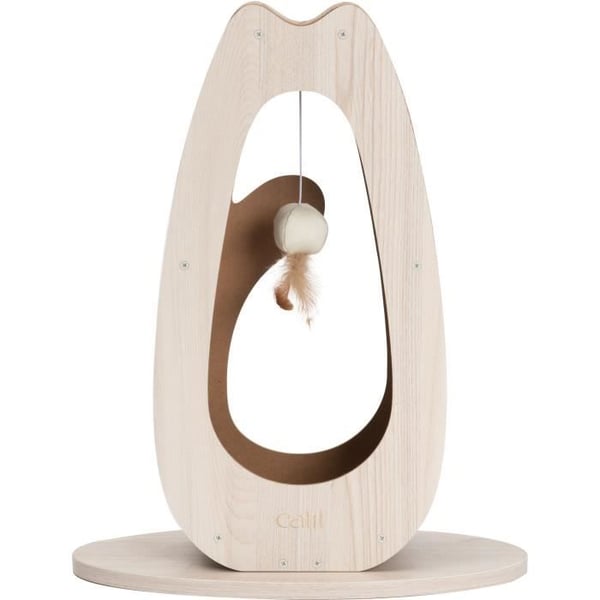 Klösträd för katt - CATIT - Pixi Large - Med tygboll och fjäder - Naturlig eklook