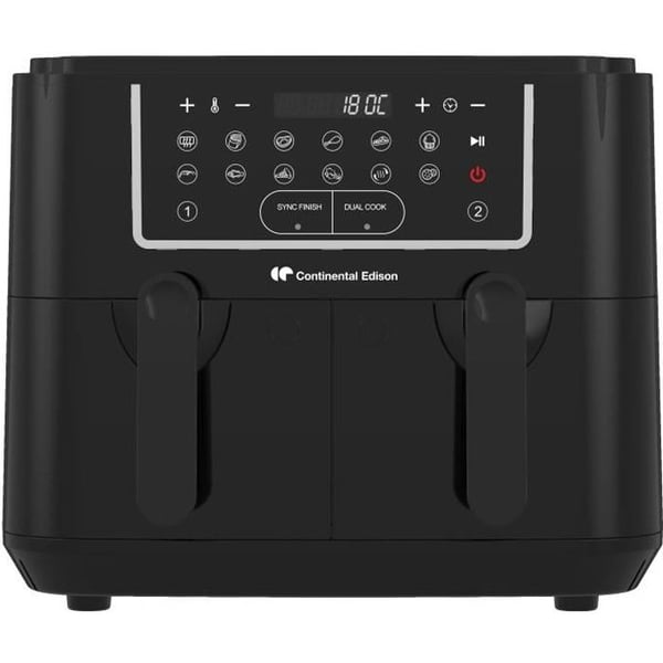 Airfryer Oliefri Airfryer CONTINENTAL EDISON - CERFRSH24002CB - 9 L - Dobbelte bakker - 2400W - Sort