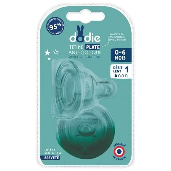 Dodie Sensation+ anti-kolik flad te med bred hals 1 til babyer 0 måneder