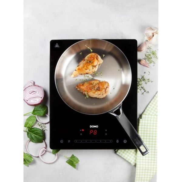 DOMO DO332IP - Induktionshäll med 1 brännare - 2000W - Pekskärm - 3-timmars digital timer - 8 effektnivåer - 20 cm