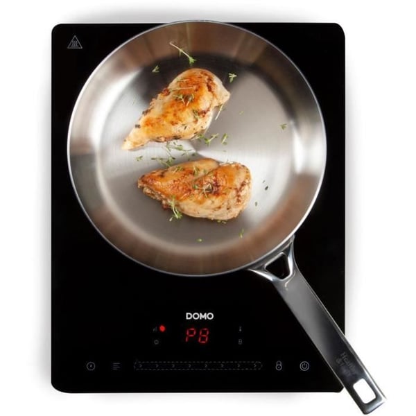 DOMO DO332IP - Induktionshäll med 1 brännare - 2000W - Pekskärm - 3-timmars digital timer - 8 effektnivåer - 20 cm