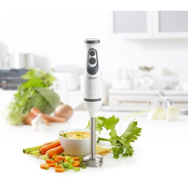 Mixerset - DOMO - DO1089M - 600 W - Variabel hastighet + Turbo - Stavmixer. Whisky. Hackare. Mätkopp - Vit