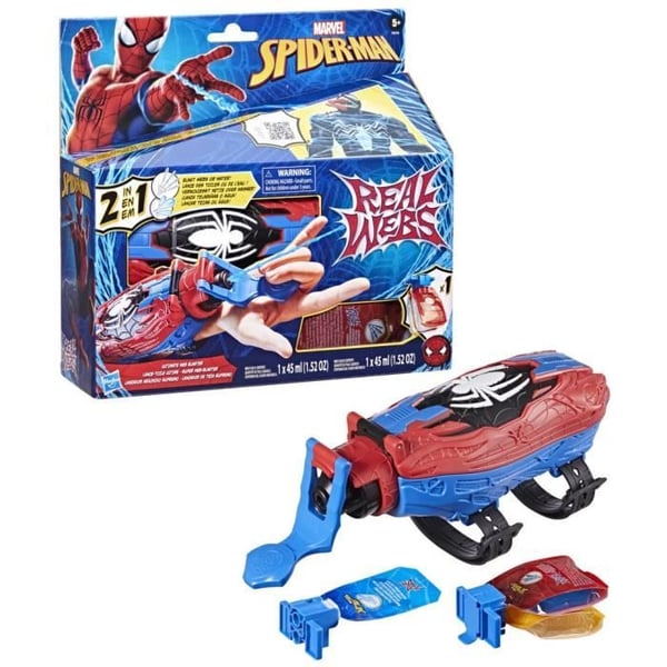 Ultimat Spider-Man-nätblåsare 2-i-1. Spider-Man-klädleksak. Från 5 år. Marvel Spider-Mans riktiga nät