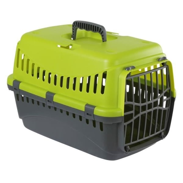 KERBL - Transportkasse til hunde - KERBL - Expedition - PVC af høj kvalitet - 48x32x32cm - Grøn og mørkegrå
