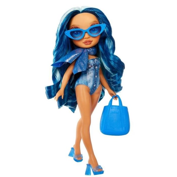 Rainbow High Swim & Style - 27 cm Tornet Modedukke - Skyler (Blå) - Badedragt + Sarong - Alder 4+