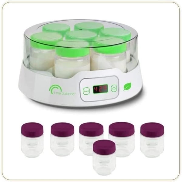 LITTLE BALANCE Yoghurtmaskin - Kapacitet 7 kannor à 190 ml + 6 extra kannor - Programmerbar upp till 14 timmar - 20 W