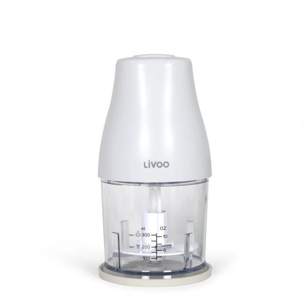 Hackare - LIVOO - 300 ml - 400 W - 1 hastighet och turbofunktion - 2 knivar i rostfritt stål - Vit
