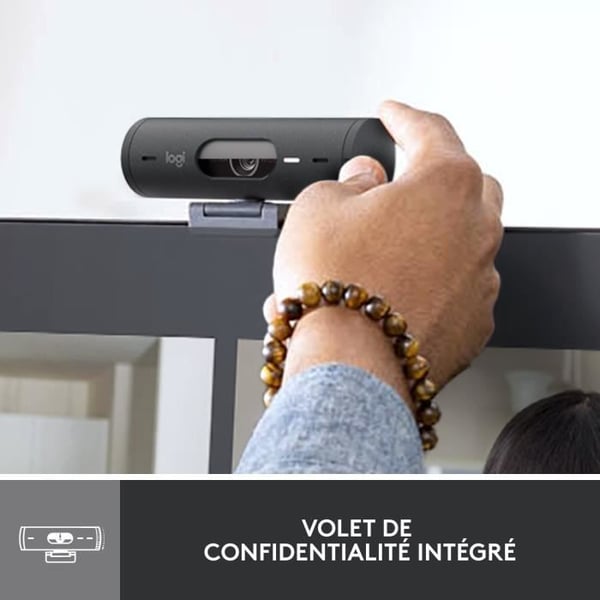 Logitech Brio 500 HD -verkkokamera kahdella melunvaimennusmikrofonilla - grafiitinharmaa